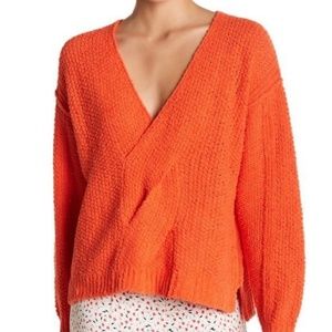 Orange Free People Front Knot Sweater